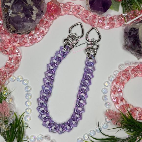 TRIPLE HEARTS Violet Jelly Purple Resin Bag Strap Novelty Bag Strap - Picture 9 of 11